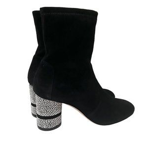 Stuart Weitzman Flash 75 Crystal Embellished  Heeled Suede Sock Boots
